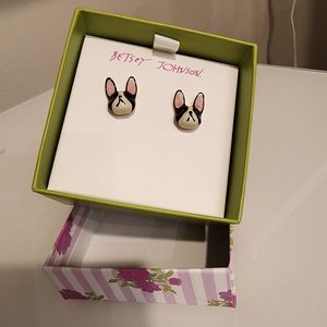 Betsey Johnson french bulldog stud earrings